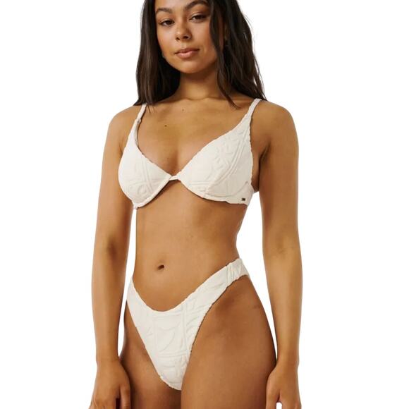 Rip Curl Santorini Terry Hi Leg Bikini Bottom - Shell Large NWT - Picture 1 of 10